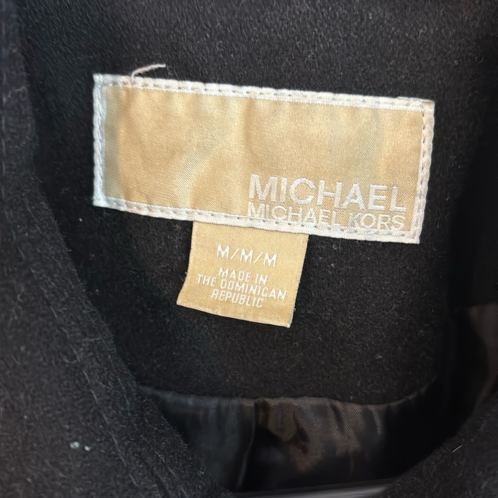 Michael Kors Black Wool Blend Double Breasted Peacoat Size Medium - Picture 9 of 16
